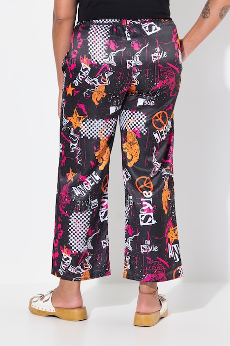 Hose, weites Bein, Satin, Mustermix