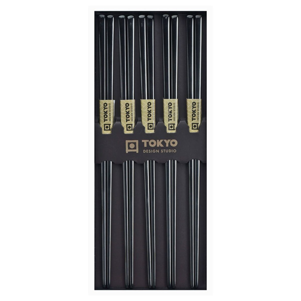 Spisepinner 5 par, rustfritt stål, black