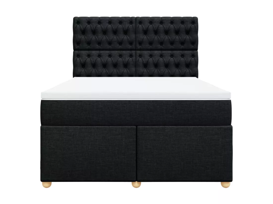 Sommier à lattes de lit avec matelas Noir 160x200 cm Tissu