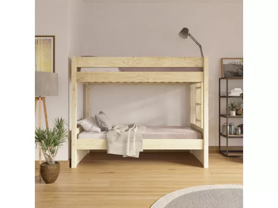 Lit superposé avec matelas 80x200 cm bois massif bois naturel ELORA