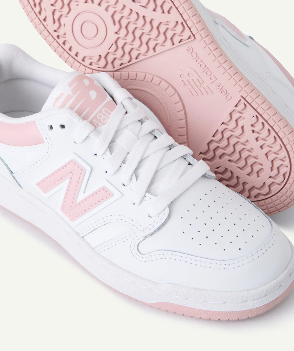 NEW BALANCEBASKETS À LACETS 480 ADO ROSE ET BLANC