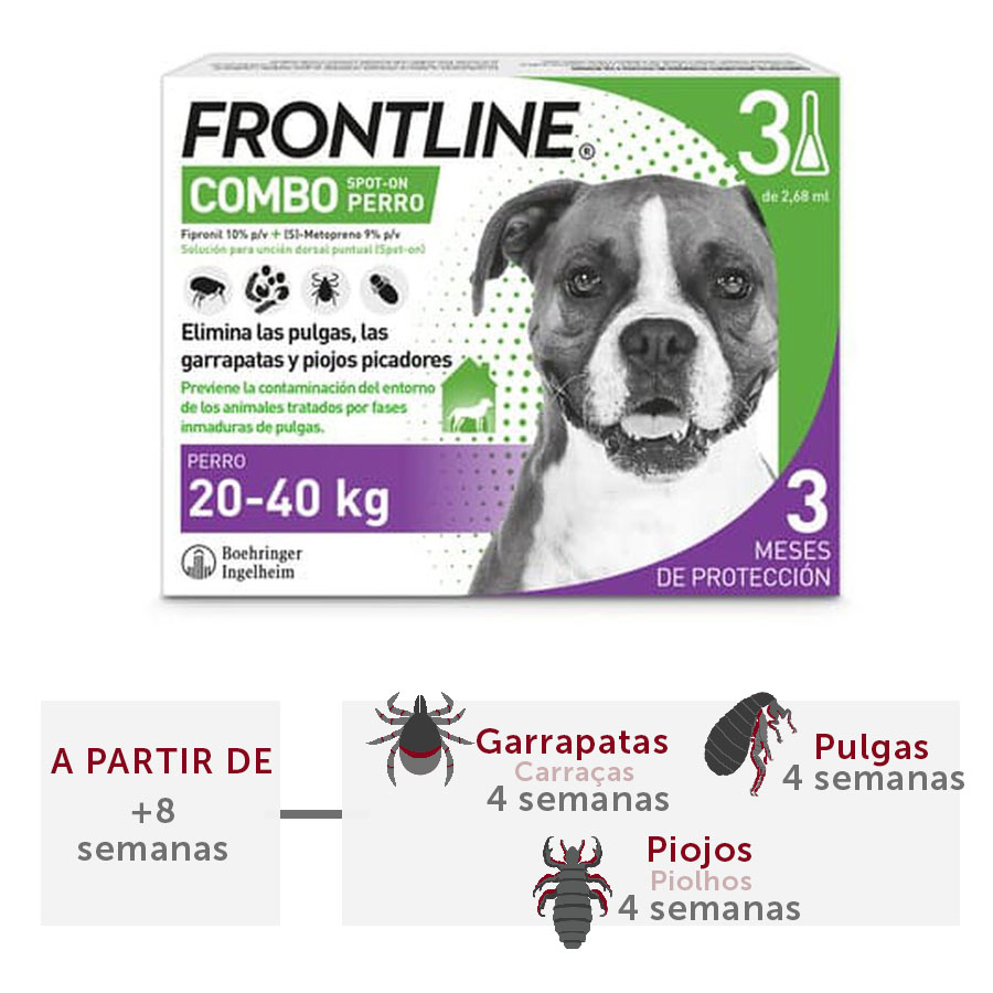 Pipetas antiparasitárias Frontline Spot On Compo para cães de 20 a 40 kg