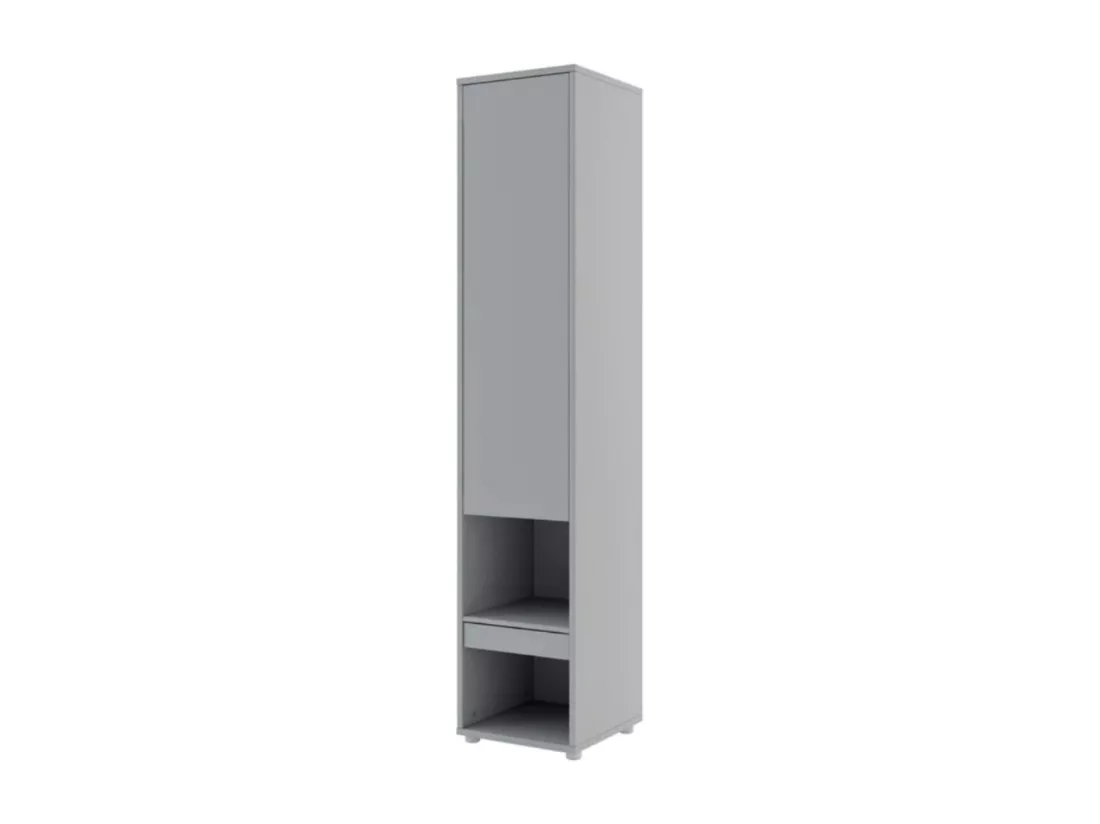 Lit escamotable vertical gris mat avec 2 armoires de rangement Noby-Avec Led-120x200