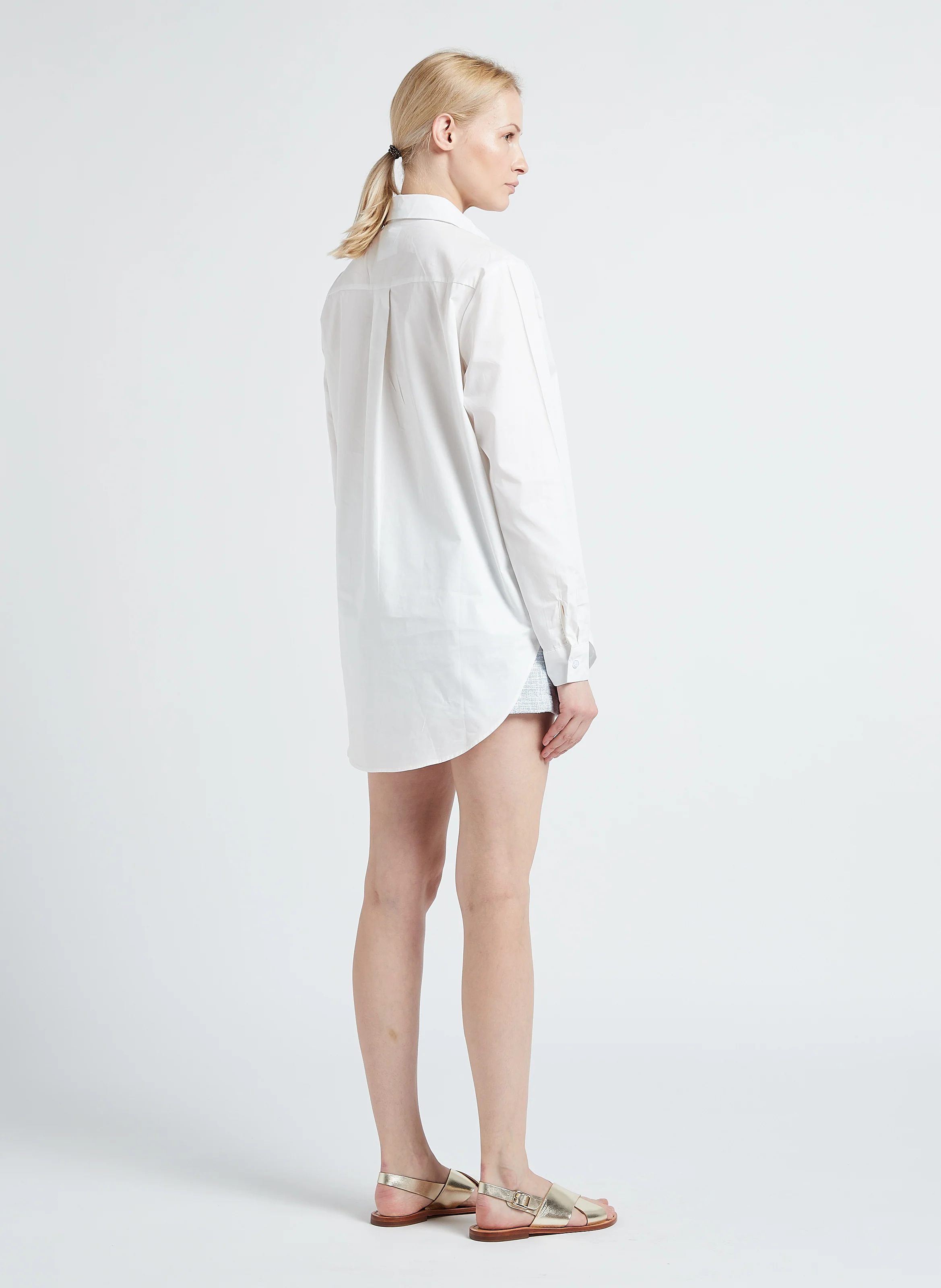 AMINA - Sandales plates en cuir| Doré