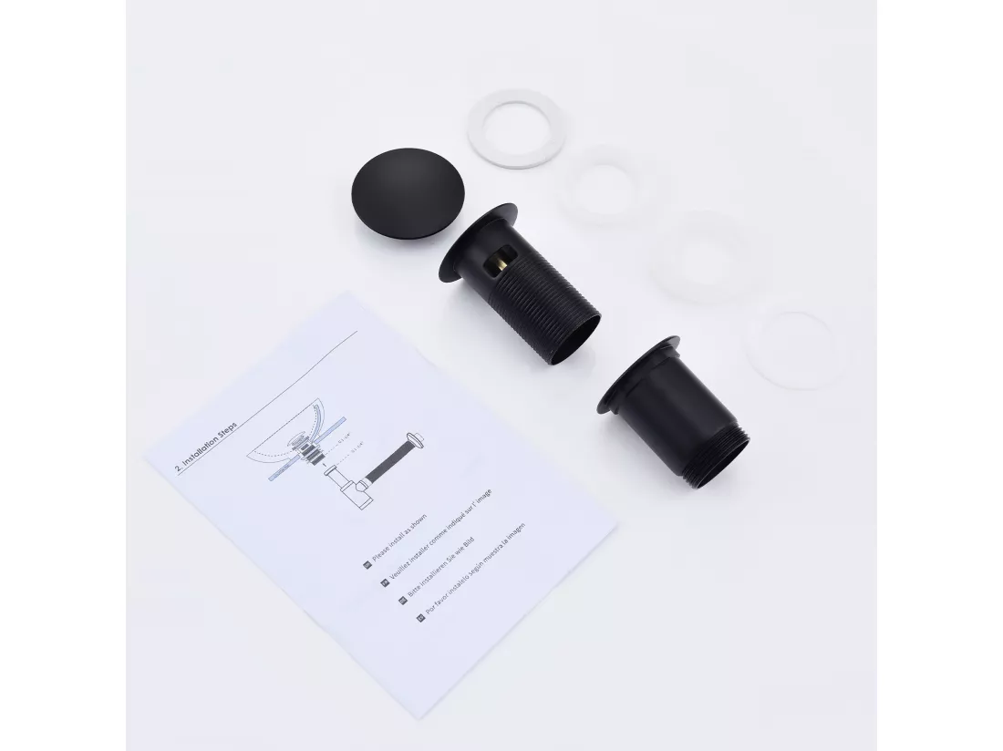 Bonde de Lavabo Bonde Pop-up avec Trop-plein Automatique Universelle Vidage pour Vasque et Lavabo Équipé Panier-filtre Noir G1-1-4