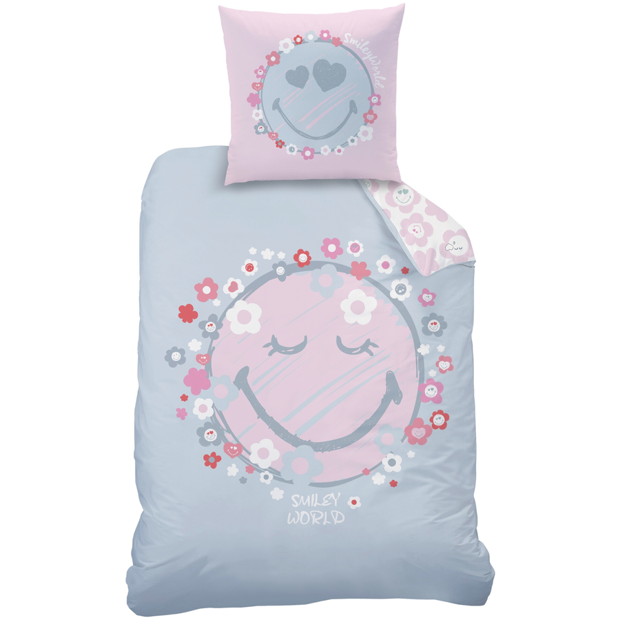 MTOnlinehandel Bettwäsche Kinder-Bettwäsche Smiley, Renforce, 80x80 + 135x200 Smiley World
