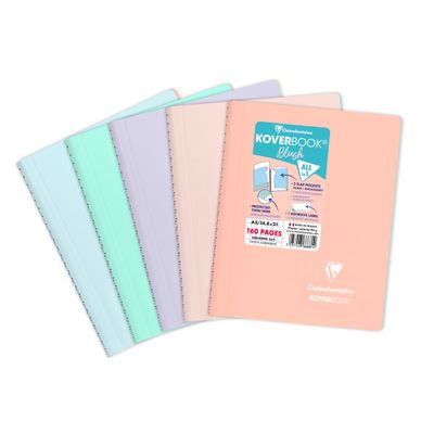 Clairefontaine Koverbook - Cahier polypro A5 - 160 pages - petits carreaux (5x5 mm) - disponible dans différentes couleurs pastels