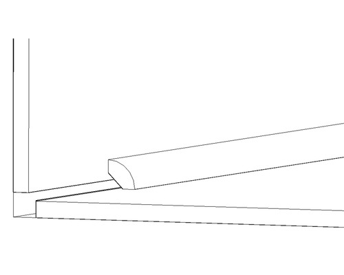 Kwartronde spar, gelakt, 20x20x2400 mm