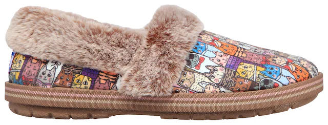 Skechers Pantoffel »TOO COZY CHIC CAT«  Hausschuh mit witzigem Katzenprint