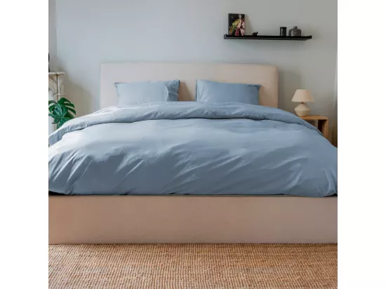 Parure - Draps Housse 180x200cm, Housse de couette 240x260cm, Taie d'Oreillers 50x70cm - Bleu