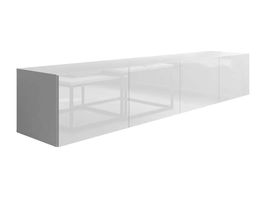 Meuble TV Suspendu COLGANTE 200 Blanc Brillant avec LED