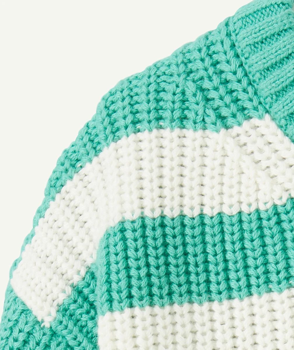 PULL EN TRICOT BÉBÉ GARÇON EN COTON BIO AVEC RAYURES VERTES