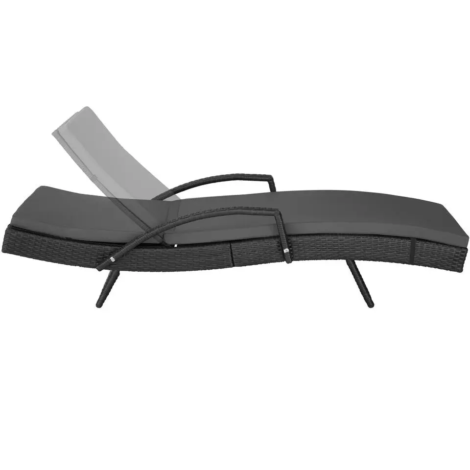 tectake Wicker ligbed Océane met aluminium frame, Zwart