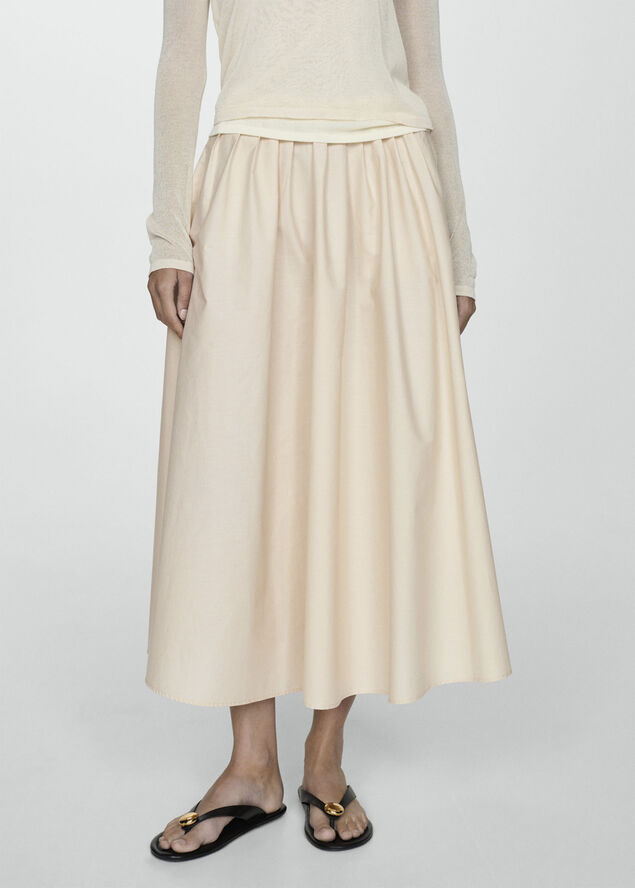 MANGO Pleated midi skirt Light beige