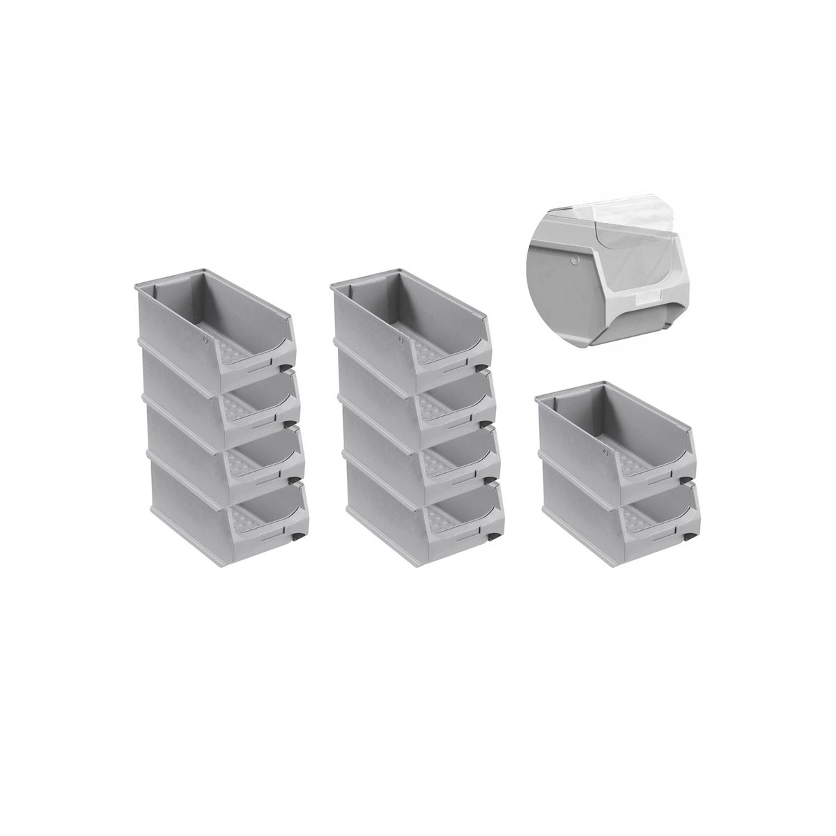 PROREGAL Value Pack 10 x Grijze Opbergdoos 4.0 Met Deksel HxBxD 15 x 20 x 35 cm 7,2 Liter Opbergdoos