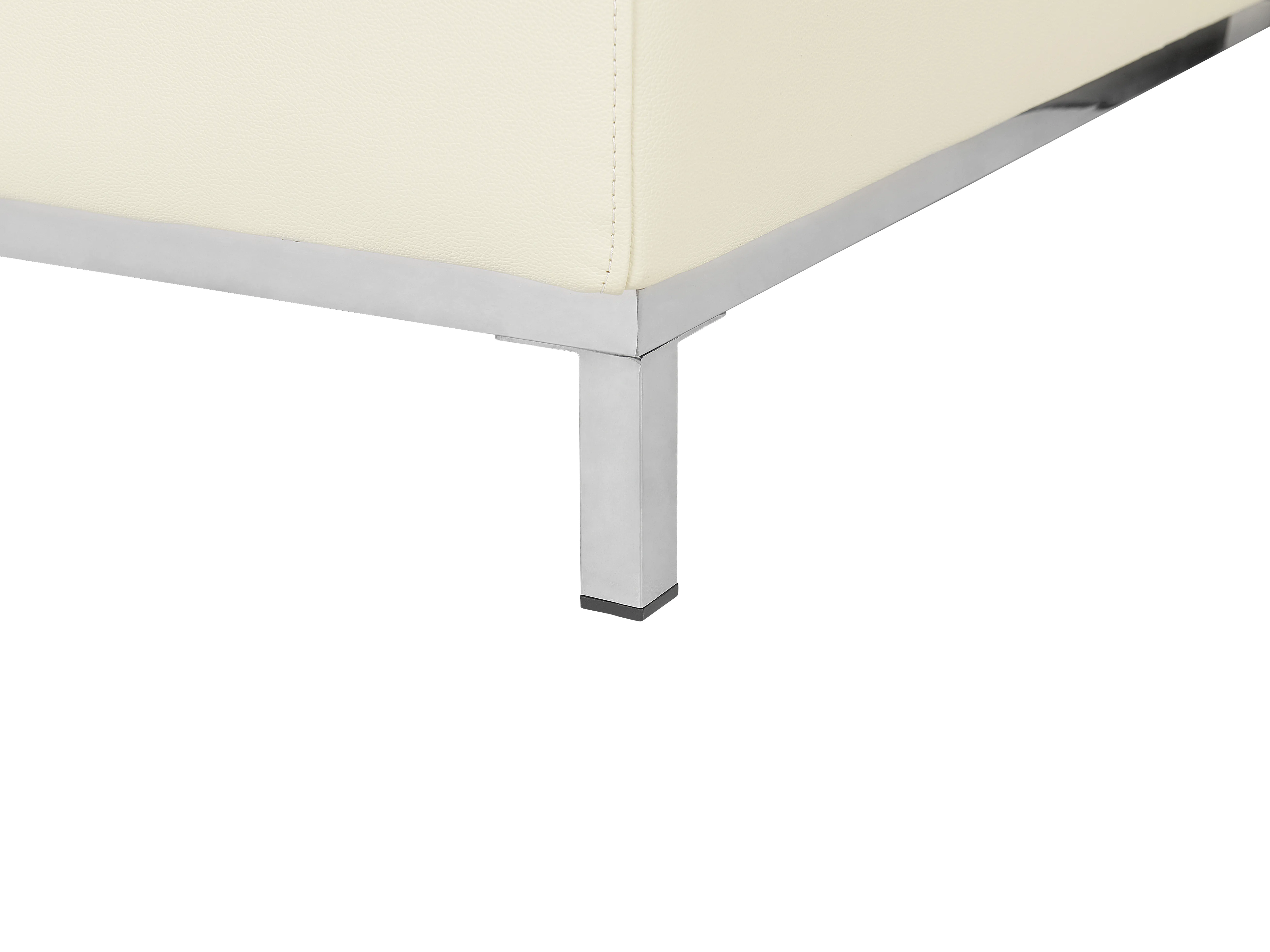 Hoekbank 5-zits OSLO Leer Lichtbeige met ottomaan rechtszijdig
