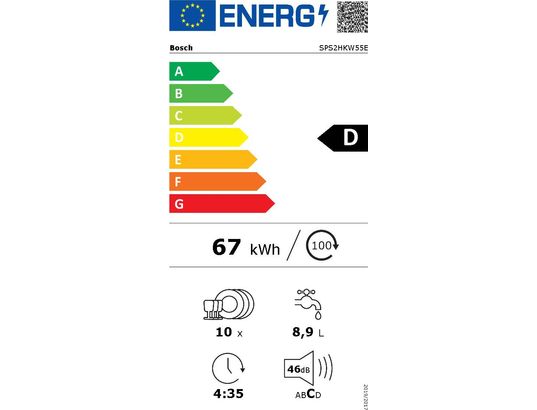 BOSCH - Lave vaisselle 45 cm SPS2HKW55E, Séchage Extra