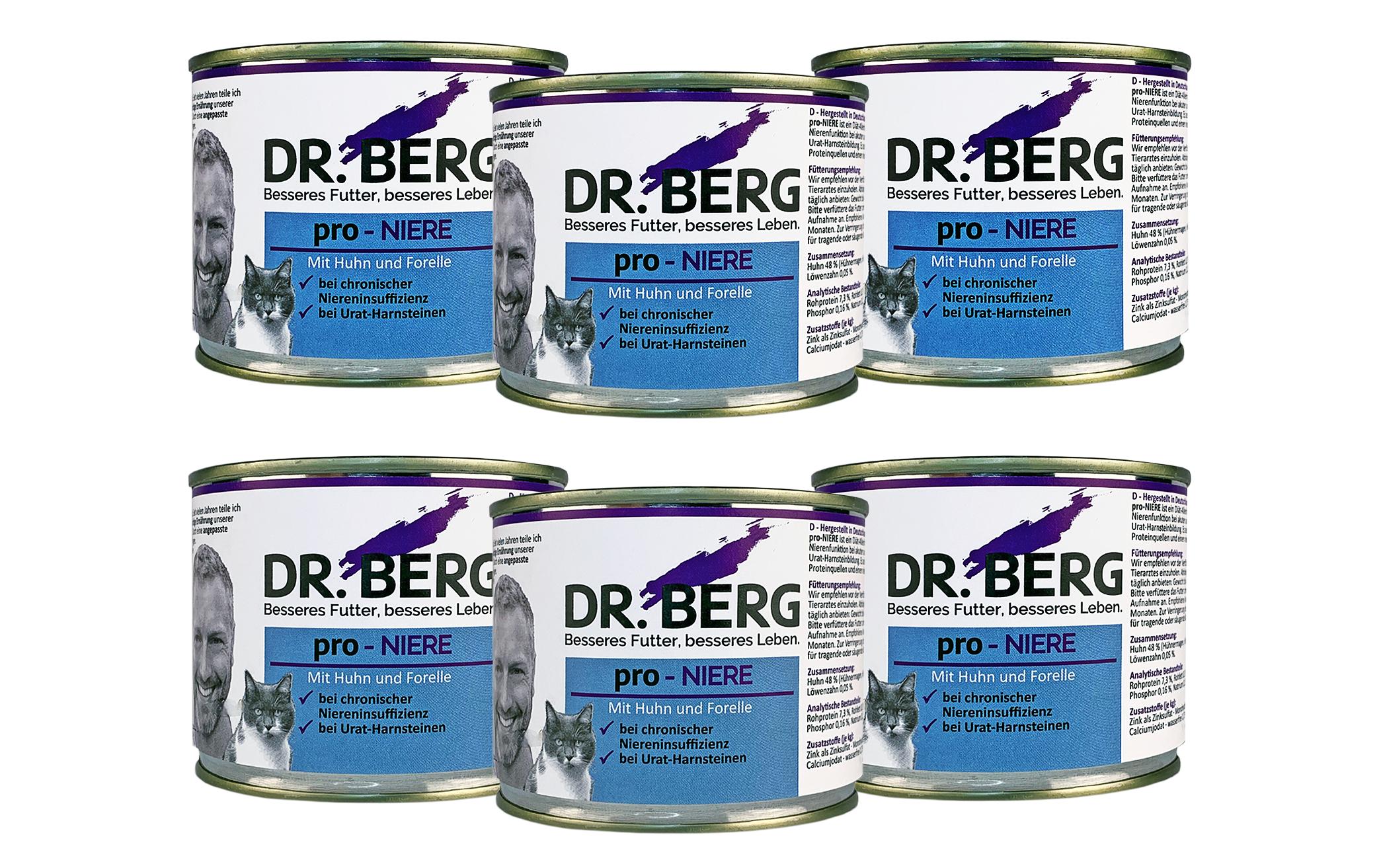 Nassfutter pro-Niere Katze Huhn+Forelle, 6 x 200 gAlleinfutter für Katzen mit Nierenproblemen & Niereninsuffizienz