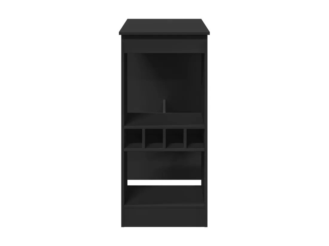 Table de bar avec étagères noir bois d'ingénierie