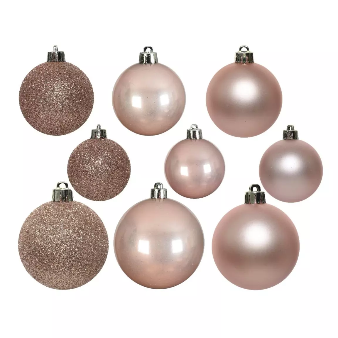 Lot de 30 boules de Noël assorties Alpine Rose poudré