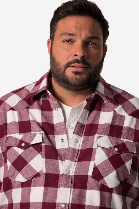 John F. Gee Karo-Flanellhemd, Langarm, Kentkragen, Modern Fit, bis 8 XL