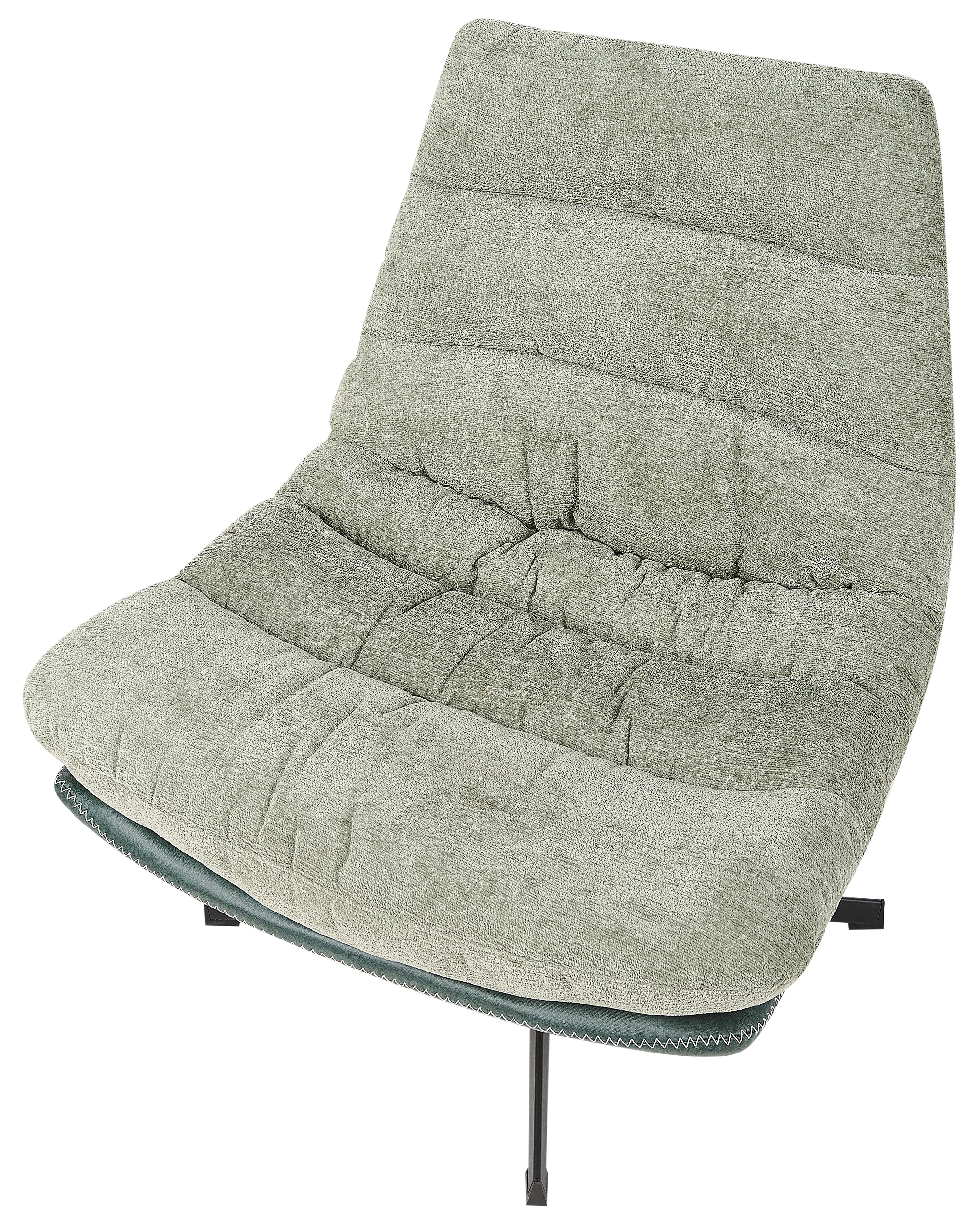 Draaifauteuil TOVIK met voetenbank Chenille Lichtgroen
