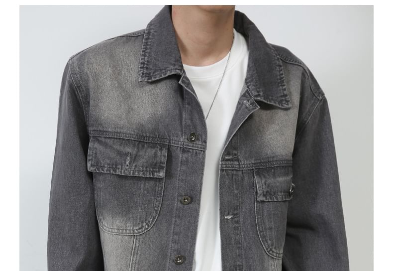 pinkdropper - Gewassen denim jasje met kraag en knopen