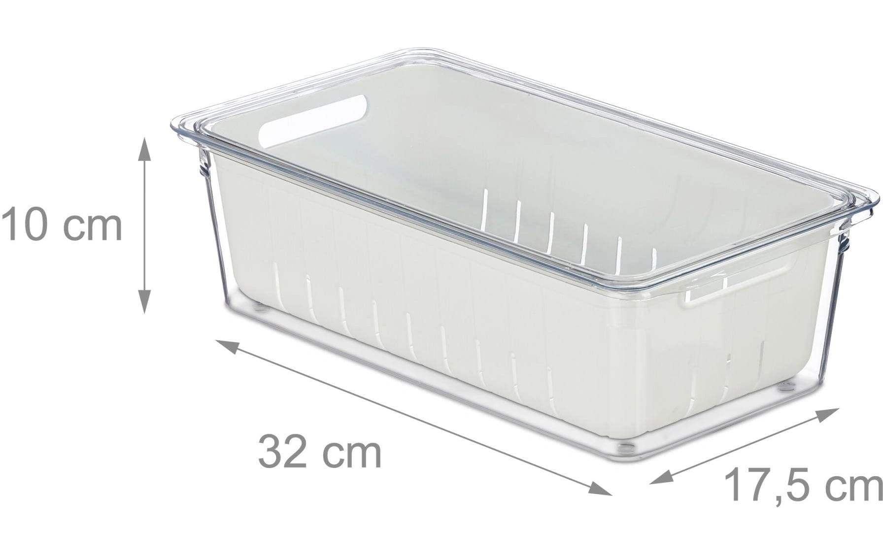 Kühlschrankorganizer 600 g, 2 Stück, Transparent/WeissStapelbare Obstfrischhaltebox im 2er Set