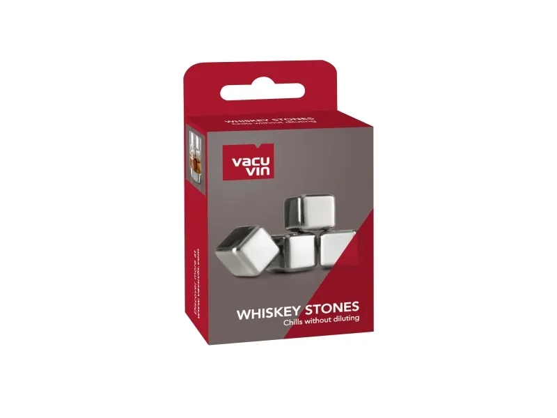 Vacu Vin Isterninger - Ægte Rustfrit Stål - Whisky Sten - 4 stk