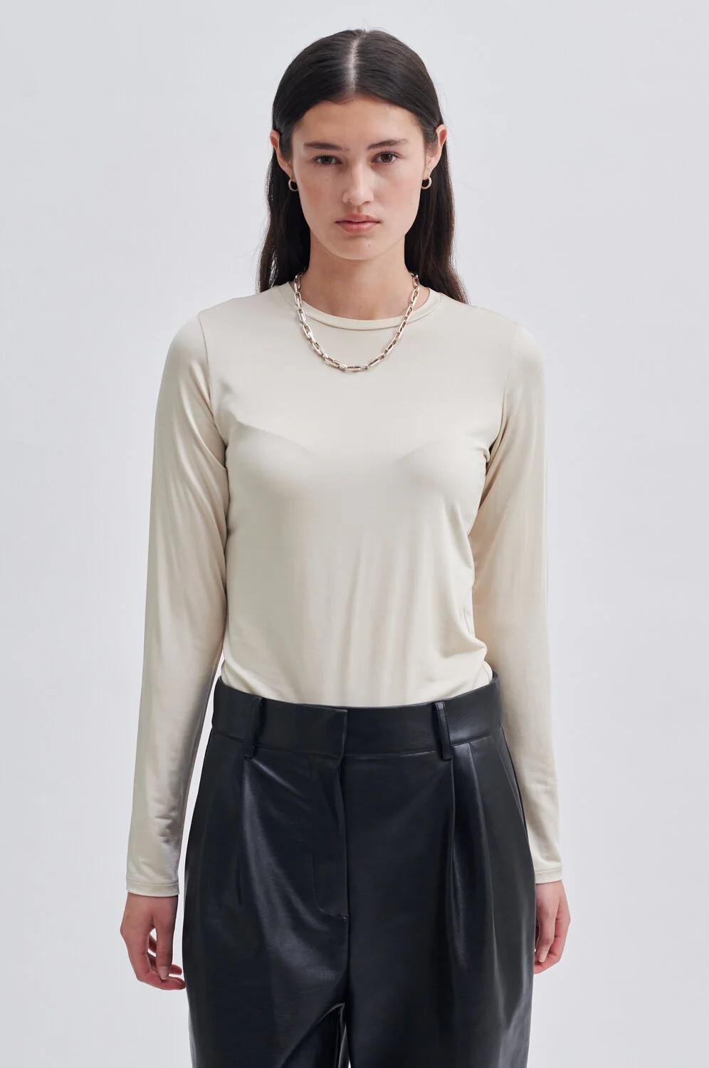 Second Female  Callia O-Neck langærmet t-shirt - French Oak