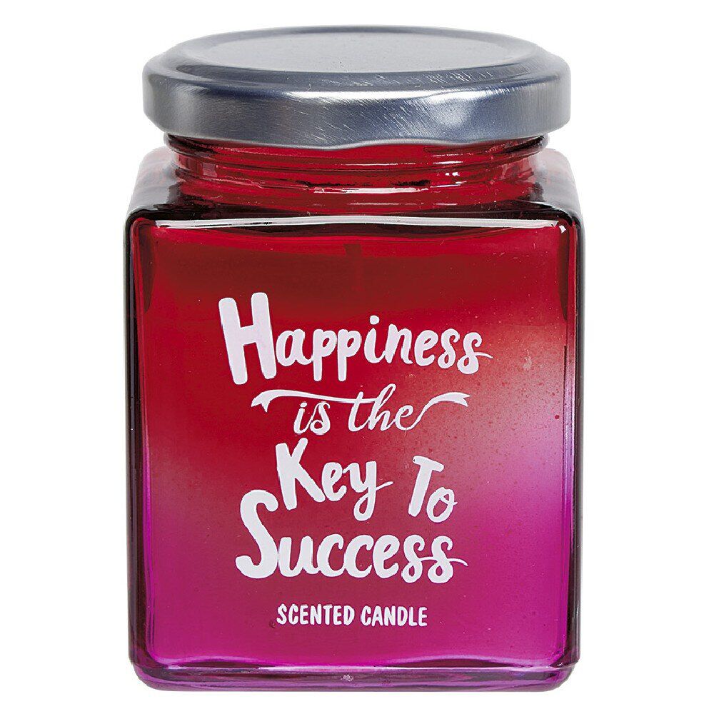Bougie dans bocal coloré avec message ø6.5xH8.6 cm