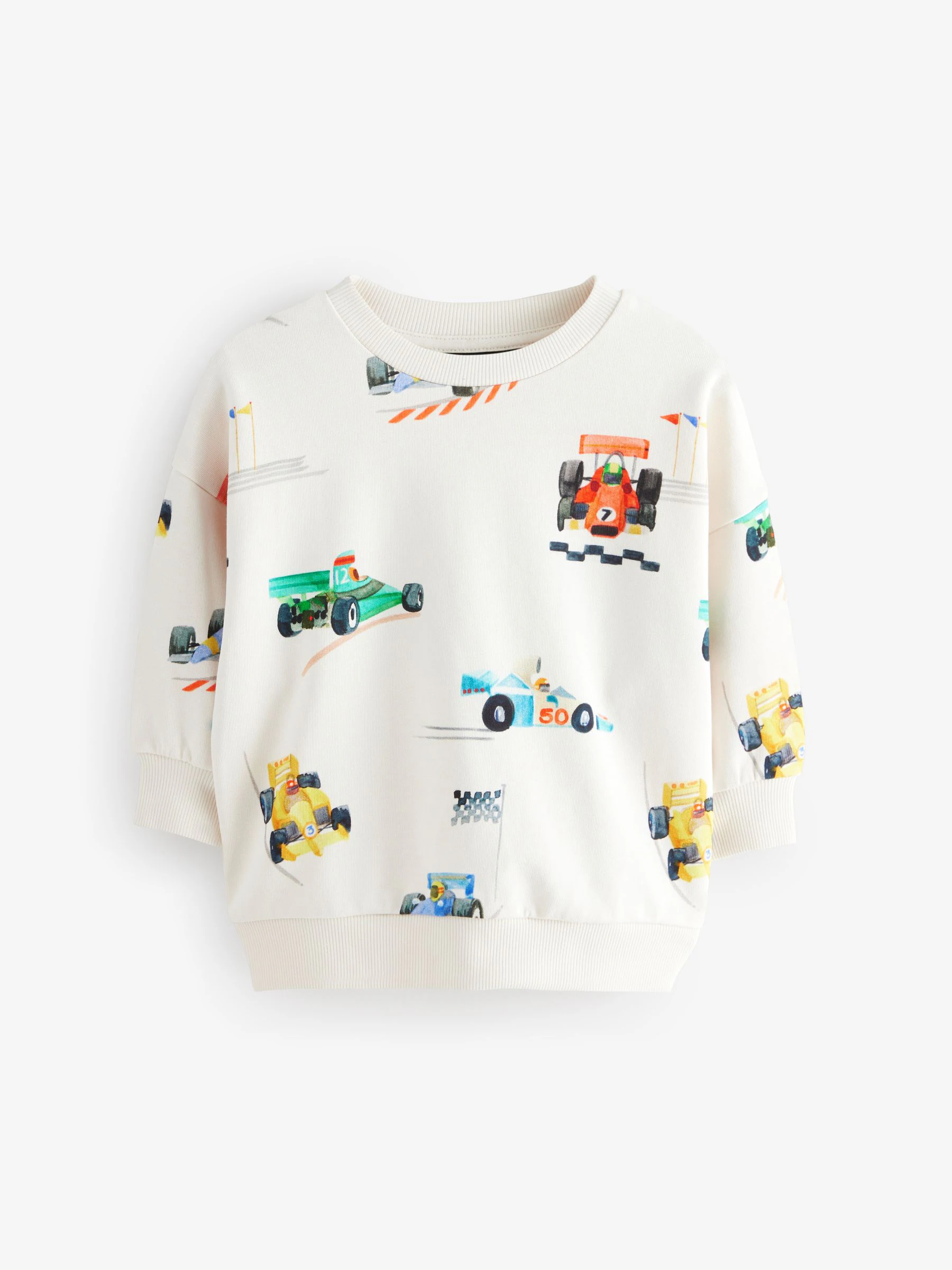 Ecru gebroken wit Cars - Sweatshirt met ronde hals en all-over print (3 mnd - 7 jr)