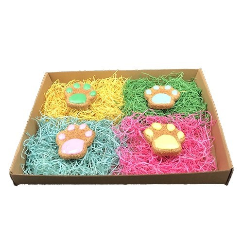 Biscoitos para cães em formato de patinha, verdes, sabor maçã