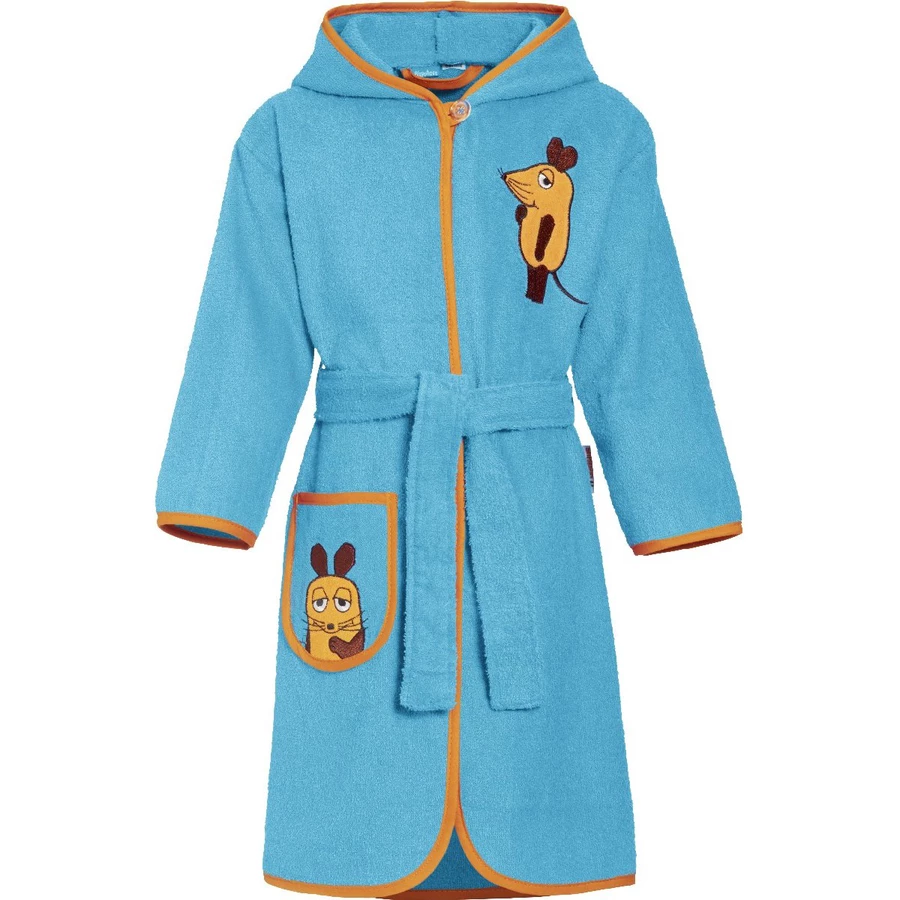 Playshoes Frotte-Bademantel Die Maus aquablau