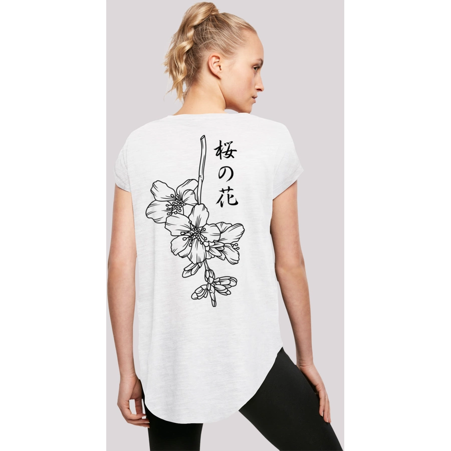 F4NT4STIC Long Cut T-Shirt Japan Flower weiß