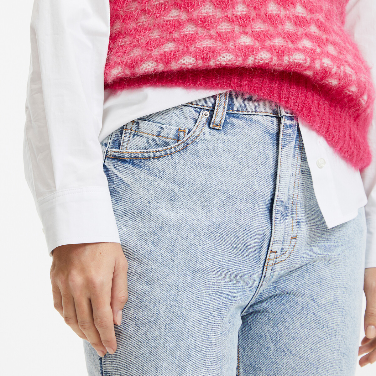 COLEÇÃO LA REDOUTE<br>Calça jeans reta 7/8, cintura alta