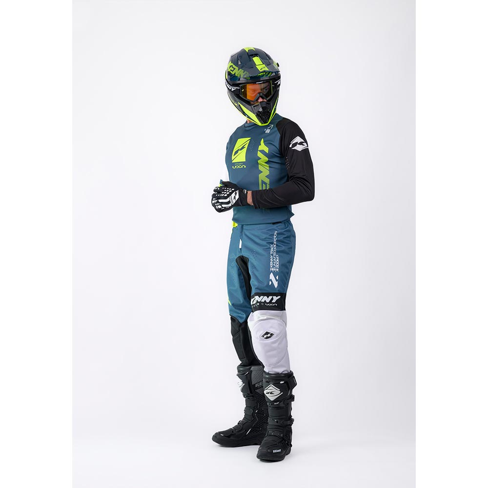 Kenny - Maillot Track Zoom Bleu pétrole / Jaune fluo / Noir / Blanc