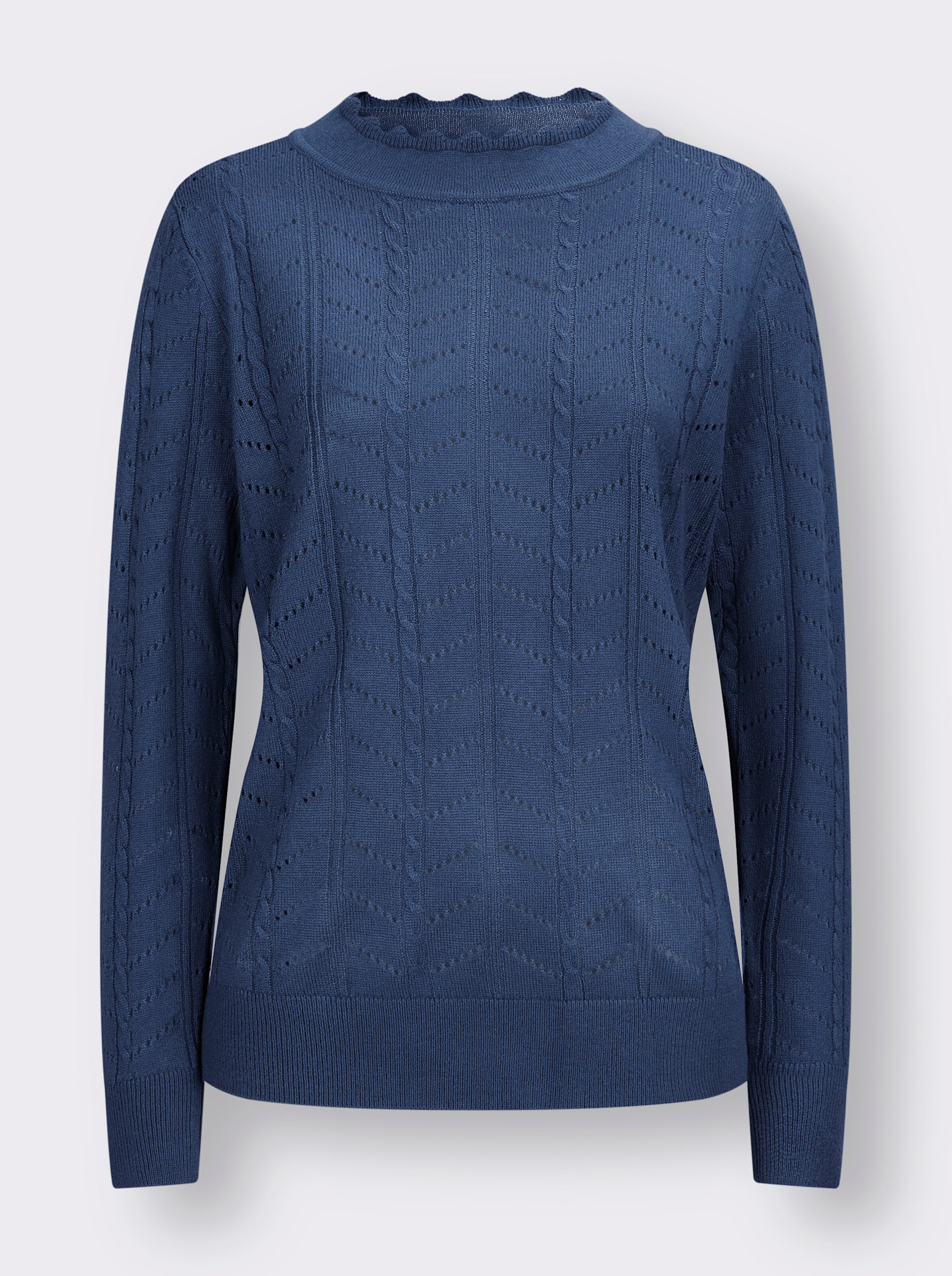 Stehkragenpullover mit Ajour-Muster