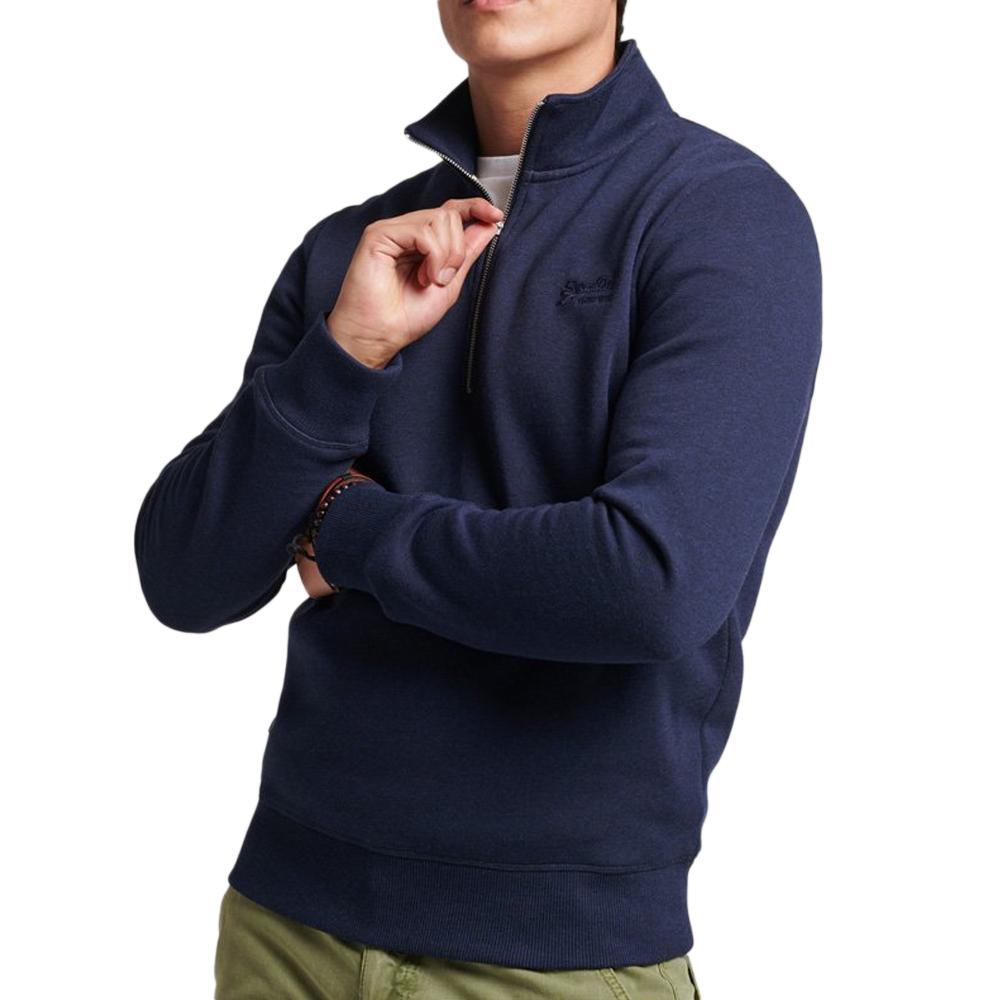 Superdry Sweat 1/4 de Zip Marine Homme Superdry Essential Half