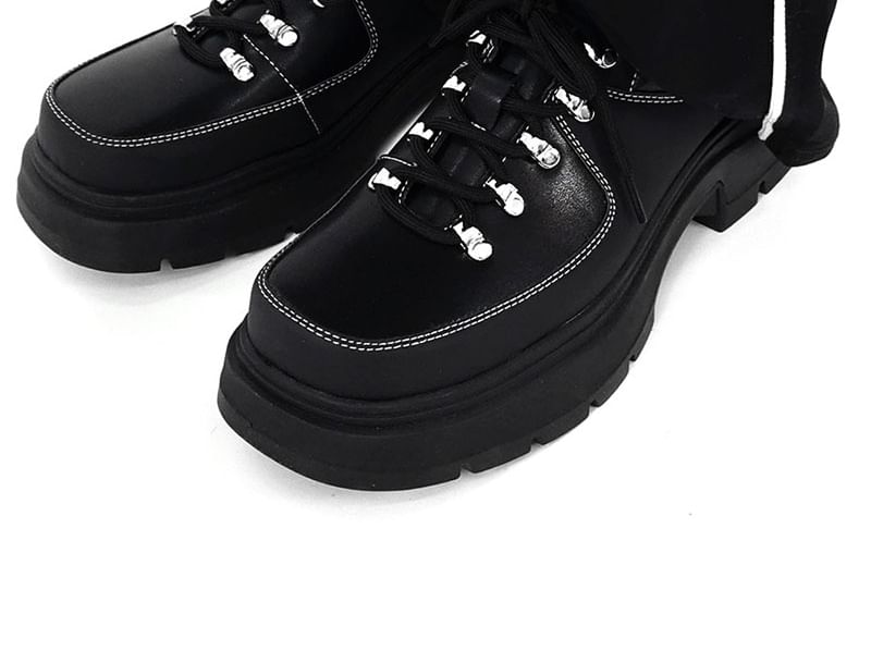 Malnia Home - Contrasterende stiksels Platform Veterschoenen