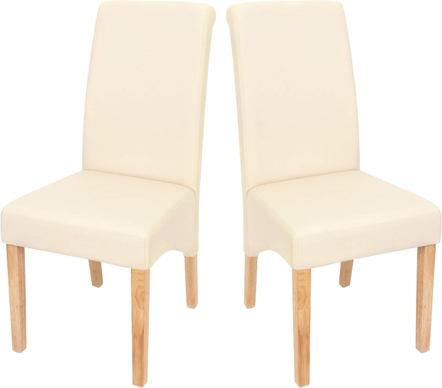 Mendler 2er-Set Esszimmerstuhl Küchenstuhl Stuhl M37 - Kunstleder matt, Creme, helle Füße