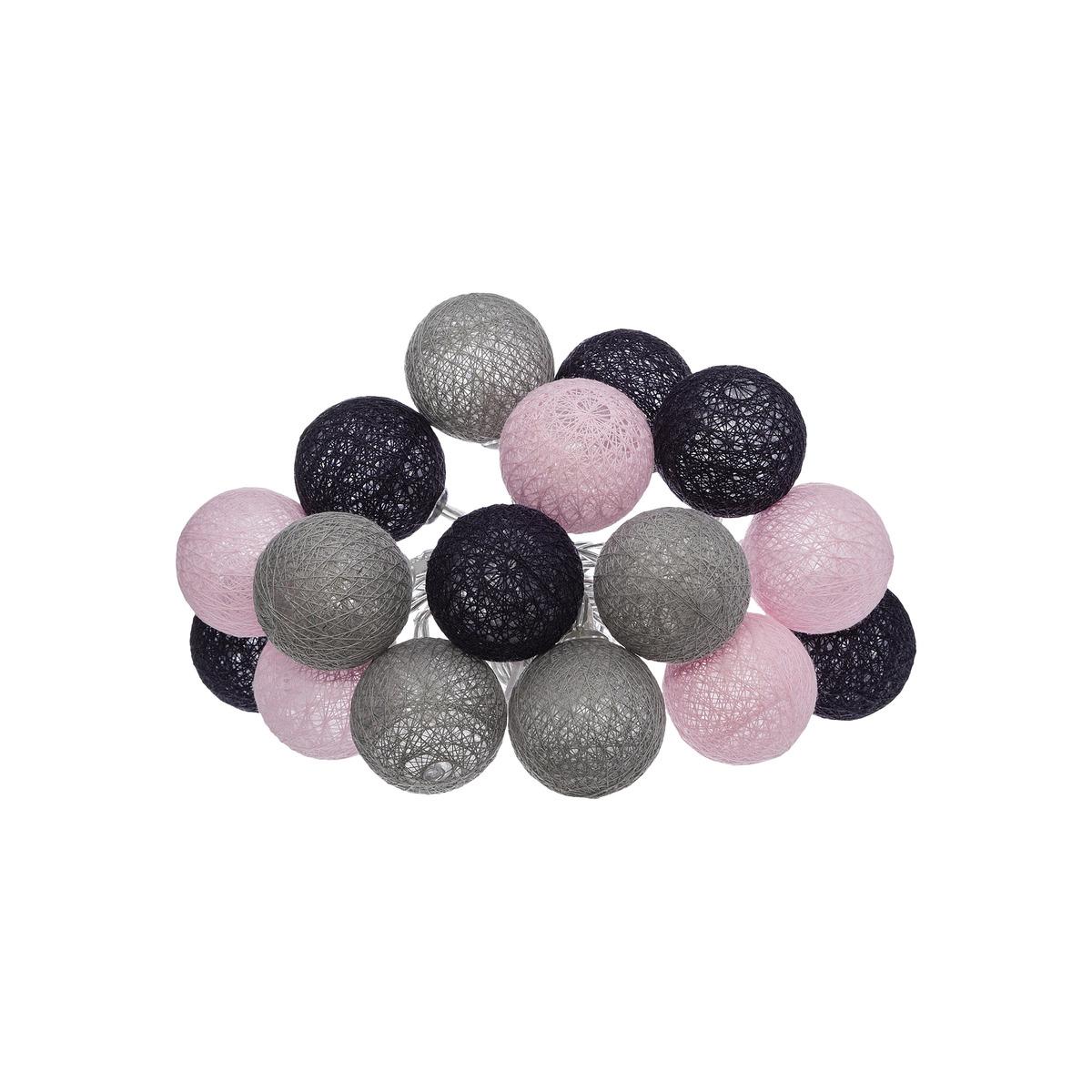 GUIRLANDE LED PILE 16 BOULES PINKY D.3.5CM