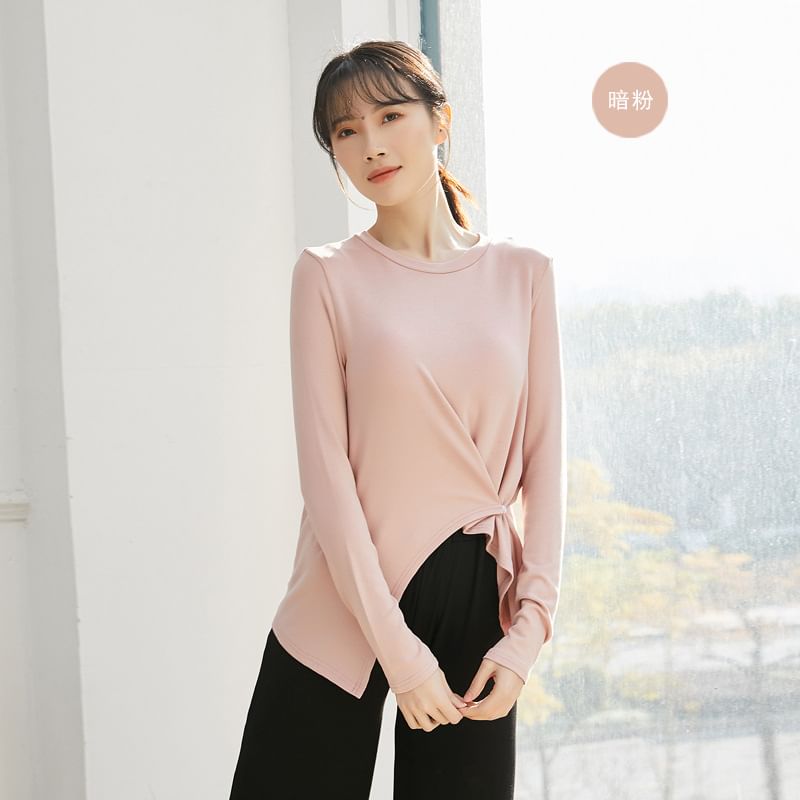 Cossita - Lange mouwen ronde hals effen asymmetrisch dans T-shirt