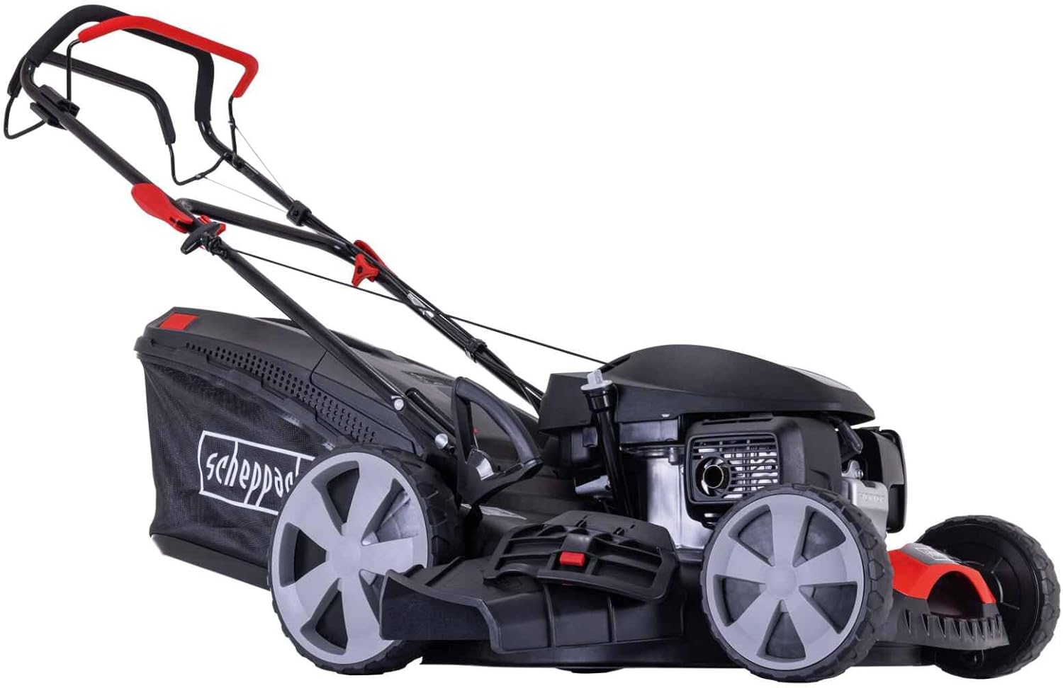 Scheppach Benzin-Rasenmäher MS170-51H | Schnittbreite 51 cm | 6in1, 3,4 kW / 4,56 PS 4-Takt Benzinmotor Honda | 6-Fach Schnitthöhenverstellung | 60 L Fangbox