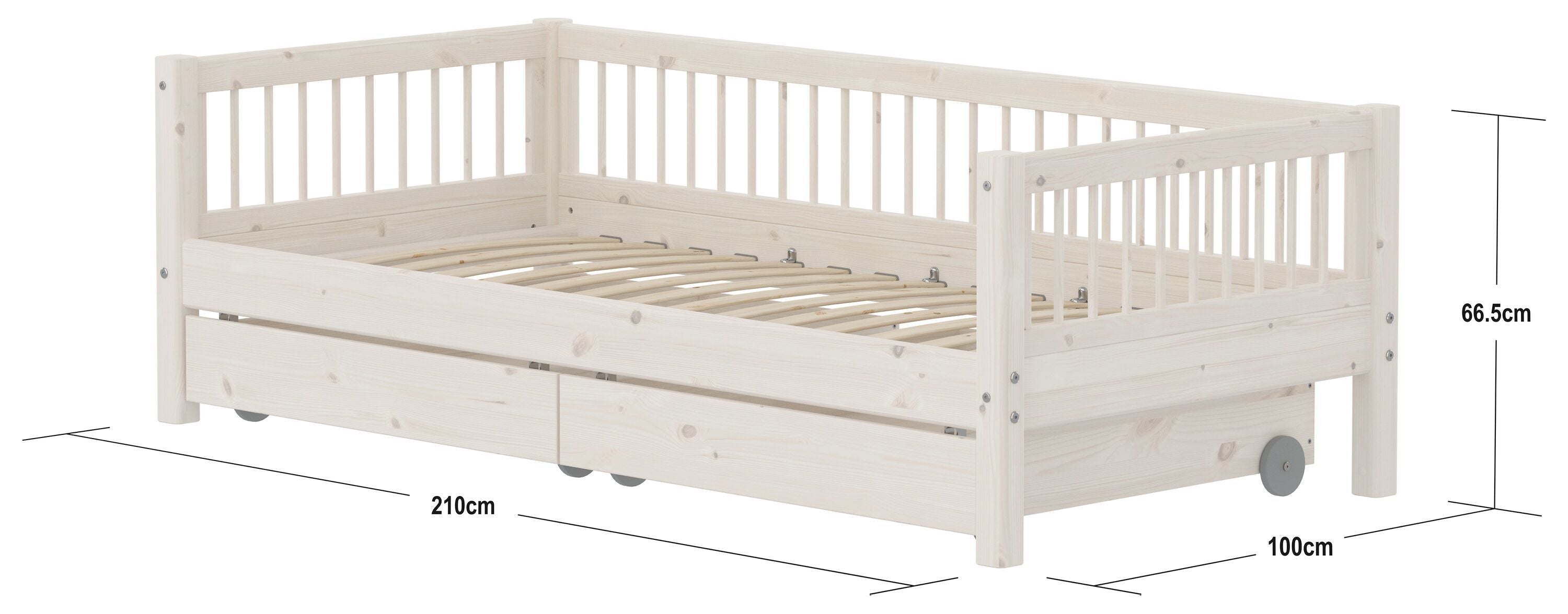 Flexa CLASSIC Kombibett - White Wash / B: 100.0 cm x T: 210.0 cm x H: 67.0 cm