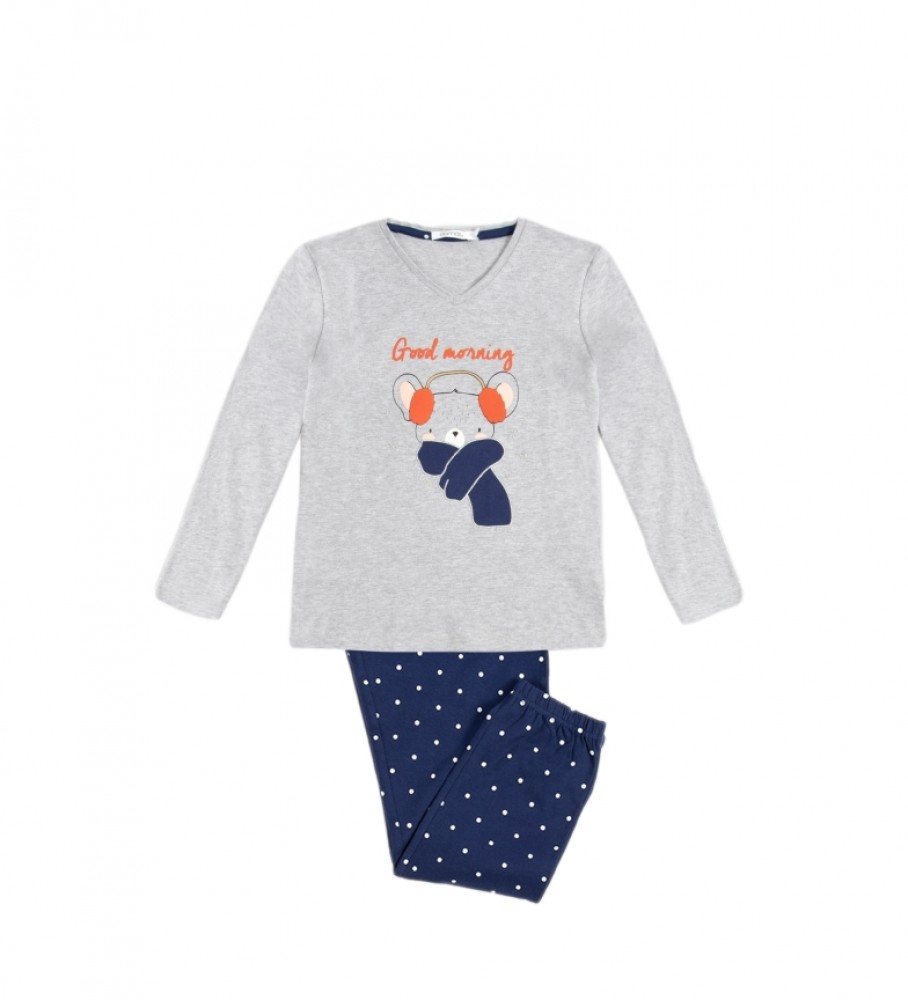 Pijama de manga comprida Admas Good Morning Mouse cinza
