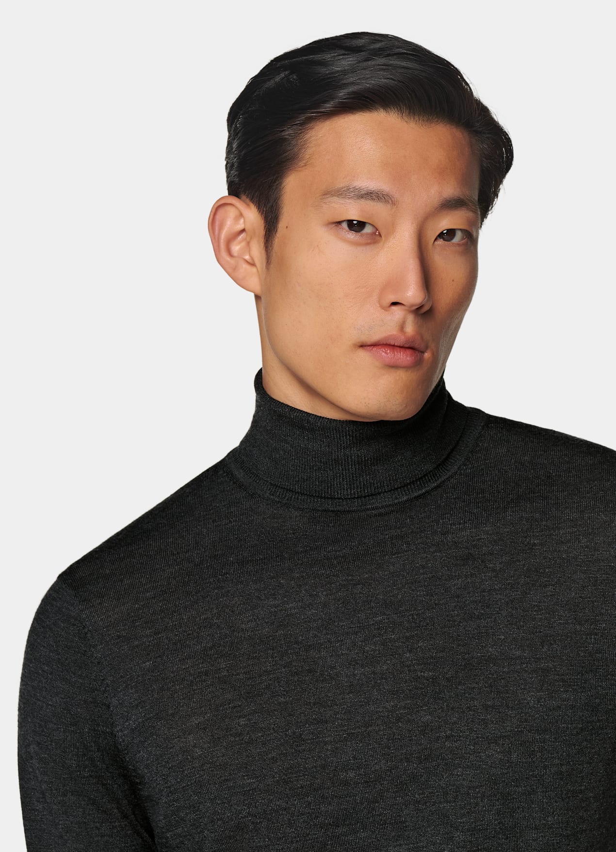 Col roulé Merino gris foncé