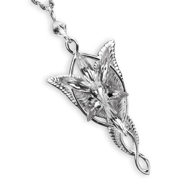 Halskjede Arwen Evenstar historien om ringen sølvbelagt