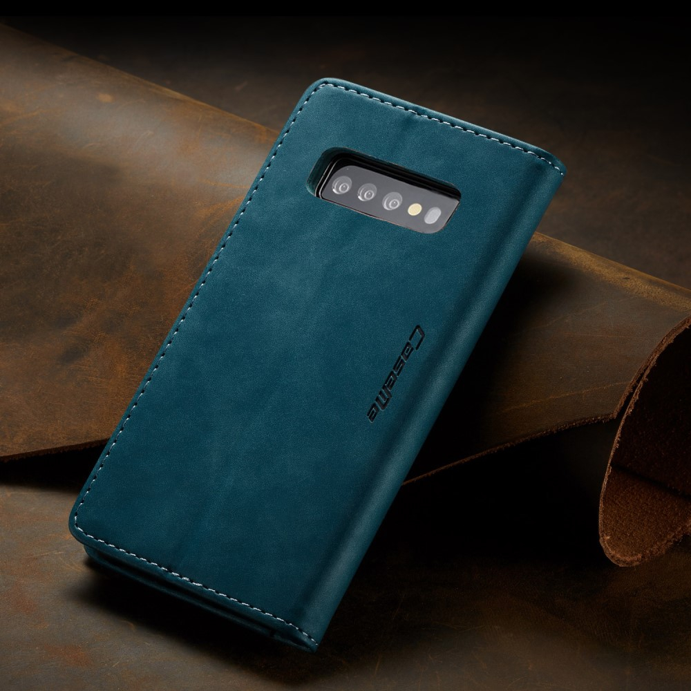 Samsung Galaxy S10 Leder Tasche Flip Wallet Etui mit Kartenfächern - Blaugrün