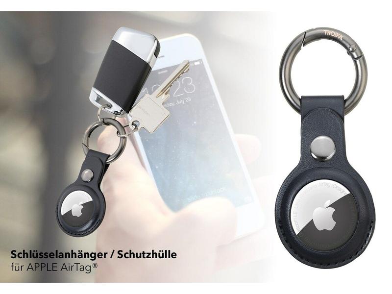 Troika Schlüsselanhänger AirTag Cover Schwarz Schutzhülle für Apple Air Tag Ortungsknopf